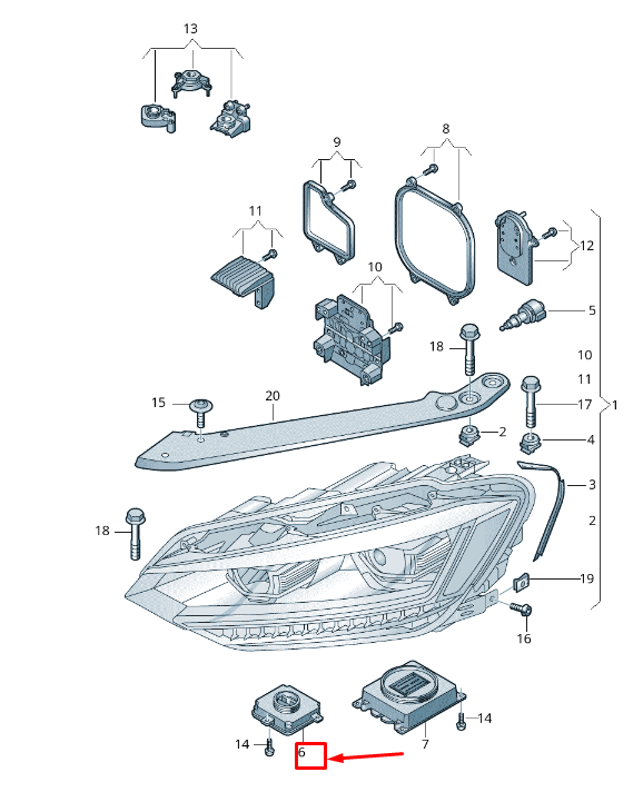 new vw touran 5t left light control system control unit 5ta998399 original