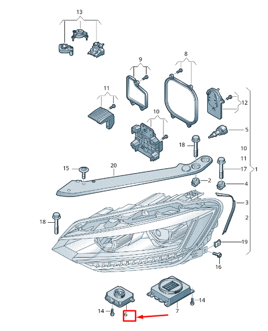 new vw touran 5t left light control system control unit 5ta998399 original