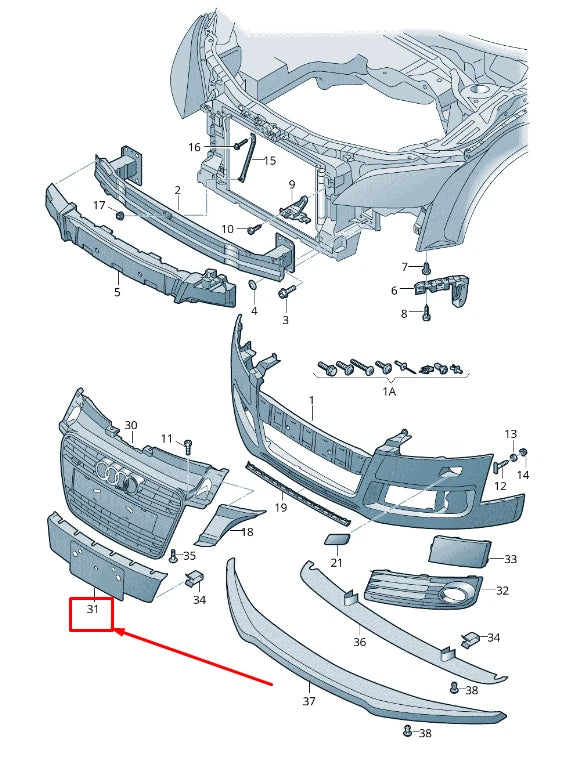 NEW AUDI TT 8J FRONT LICENSE PLATE HOLDER 8J0807285QT94 ORIGINAL