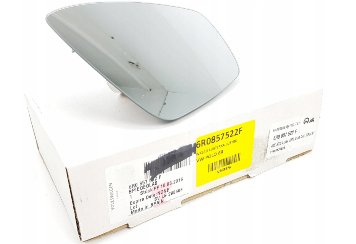 NEW VOLKSWAGEN UP FRONT RIGHT DOOR MIRROR CONVEX GLASS LHD 6R0857522F ORIGINAL