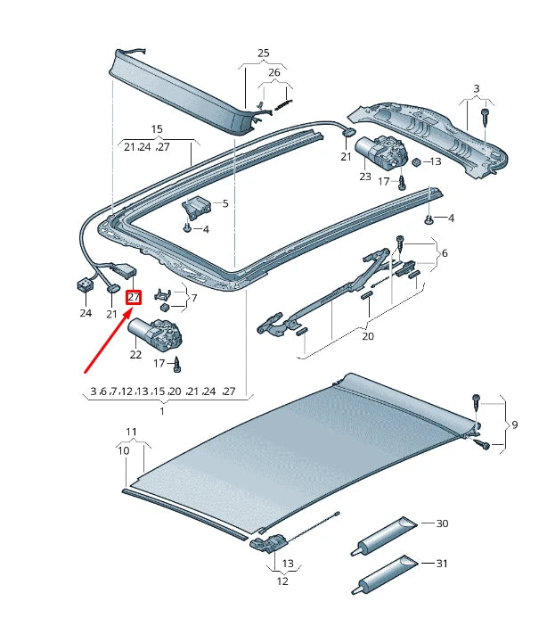 NEW VW TOUAREG 7P MK2 ROOF FLAT CONTACT HOUSING 10 PIN 8E0971980 ORIGINAL