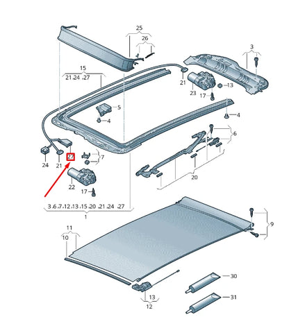 NEW VW TOUAREG 7P MK2 ROOF FLAT CONTACT HOUSING 10 PIN 8E0971980 ORIGINAL