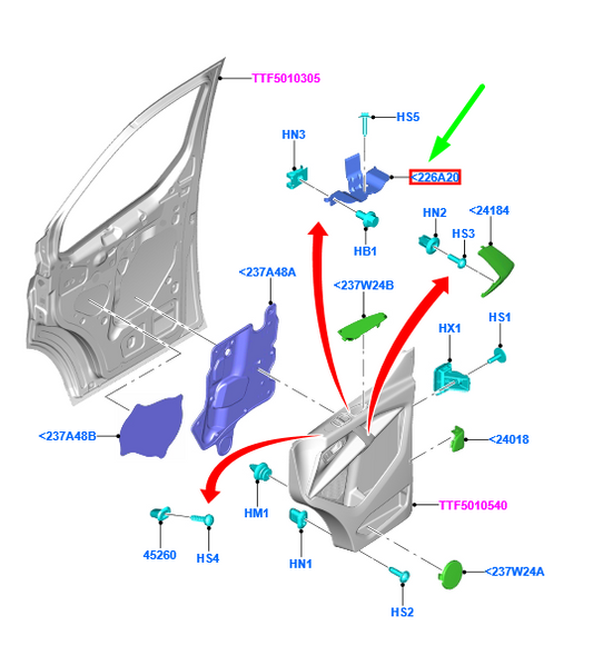 new ford transit custom mk1 front right door handle bracket 1920402 original
