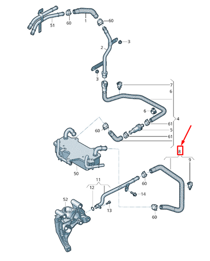 new audi q7 4m engine coolant hose 4m0122447a original