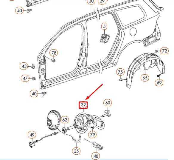 NEW VOLKSWAGEN PASSAT B7 FUEL TANK FILLER FLAP 3AF809857GRU ORIGINAL