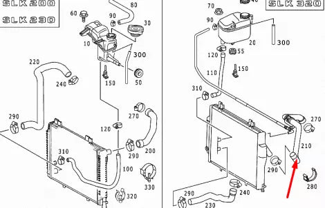 NEW MB SLK R170 UPPER RADIATOR HOSE A1705012582 3.2 PETROL 160KW ORIGINAL