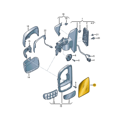 new volkswagen crafter sy front right door mirror glass 7c0857522g original