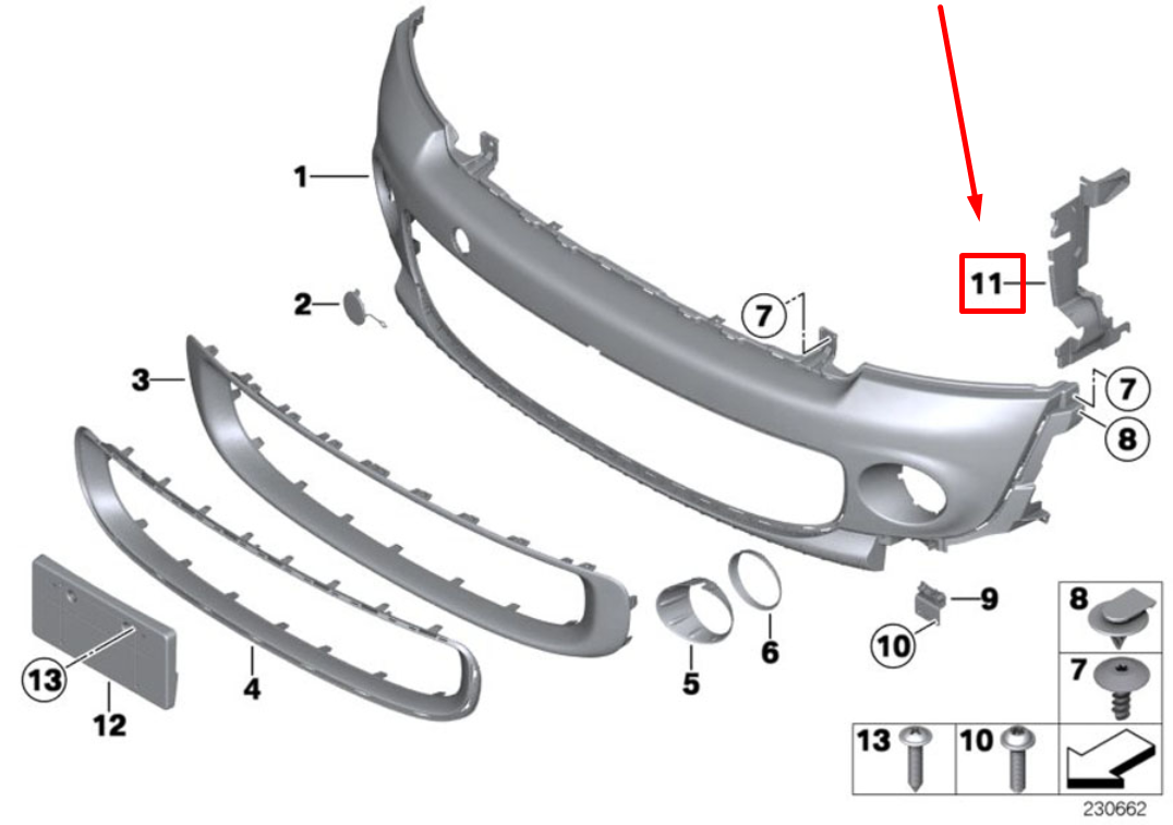 new mini coupe r58 front right bumper air duct 51747250782 7250782 original