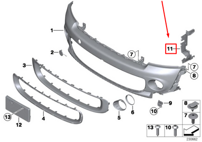 new mini coupe r58 front right bumper air duct 51747250782 7250782 original