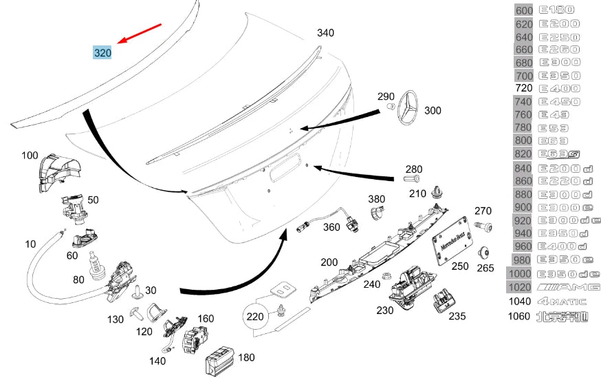 NEW MERCEDES-BENZ E W213 TRUNK LID TRIM STRIP A2137570000 ORIGINAL