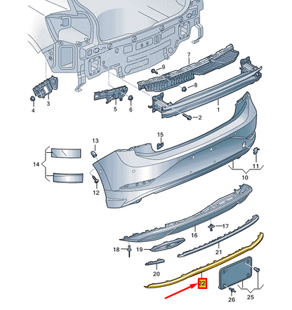 new vw polo aw mk6 rear center bumper trim 2g6807819a041 original
