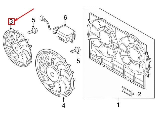 NEW AUDI Q3 8U RIGHT ENGINE RADIATOR COOLING FAN MOTOR 350MM 8K0959455S ORIGINAL
