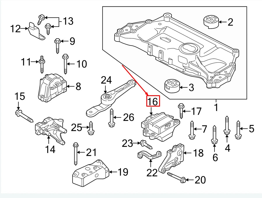 NEW VW BEETLE 5C LEFT ENGINE MOUNT 1K0199555CD ORIGINAL