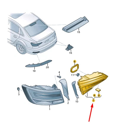 NEW AUDI A4 B9 SALOON LEFT SIDE TAILGATE TAILLIGHT 8W5945093AC 2020 ORIGINAL