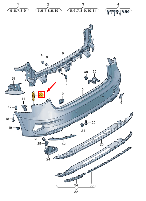 new audi a3 sportback 8y rear right bumper locking mechanism 8y4807740 original