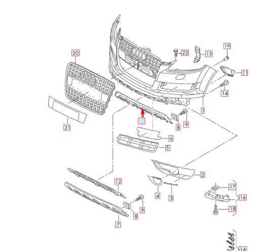 NEW AUDI Q7 4L FRONT BUMPER LOWER GRILLE 4L0807683C01C 2015