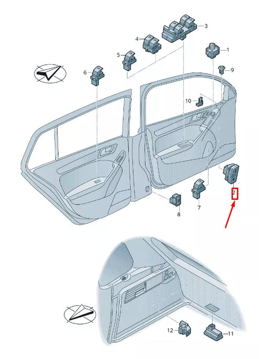 NEW VOLKSWAGEN T-ROC A11 CENTRAL LOCKING SWITCH RHD 2GA962126WHS