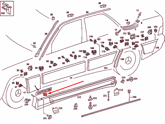 NEW MERCEDES-BENZ 190 W201 FRONT FENDER SPORTLINE GUIDE SIGN A2018171320