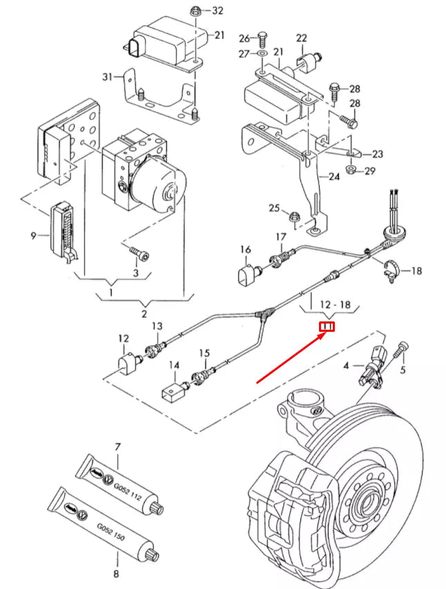 NEW AUDI A3 8P REAR RIGHT ABS SENSOR WIRING HARNESS 1K0927904AR