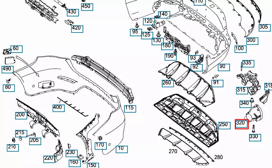 NEW MB C W205 REAR RIGHT EXHAUST CHROME TAILPIPE END A0004900627 ORIGINAL