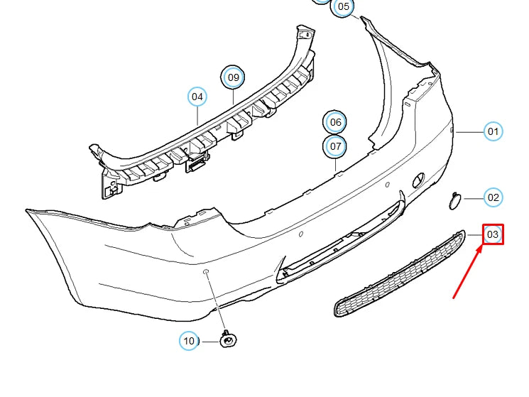 NEW BMW 3 E90 M3 REAR BUMPER CENTER M GRILLE 51128040878 ORIGINAL
