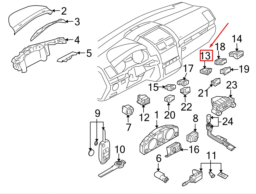 NEW VW TOUAREG 7L HAZARD WARNING BUTTON 7L6953235A3X1 ORIGINAL