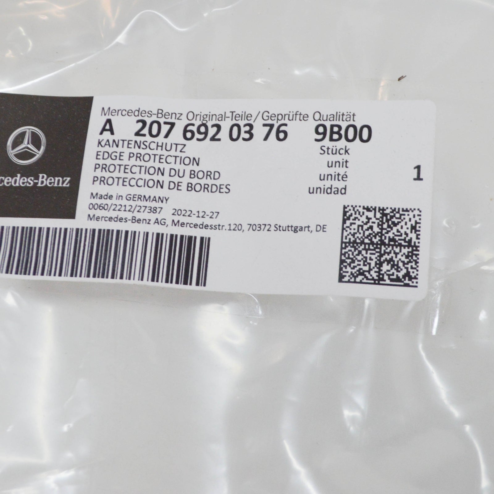 new mb e coupe c207 front left door edge protection a20769203769b00 original