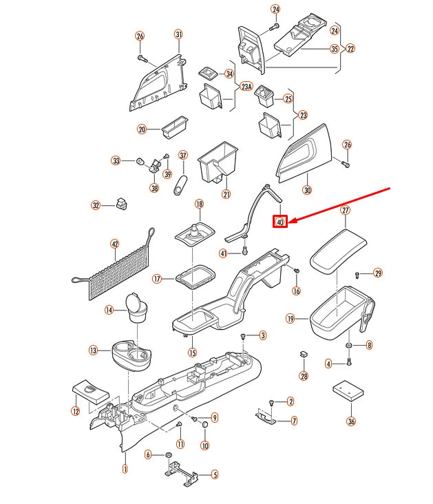 NEW VOLKSWAGEN BEETLE 9C FRONT CENTER CONSOLE GUIDE 1C0713187B