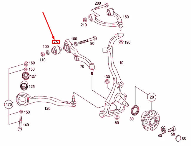 NEW MB S W221 FRONT SPRING CONTROL ARM ELASTOMER BEARING A2213330714 ORIGINAL
