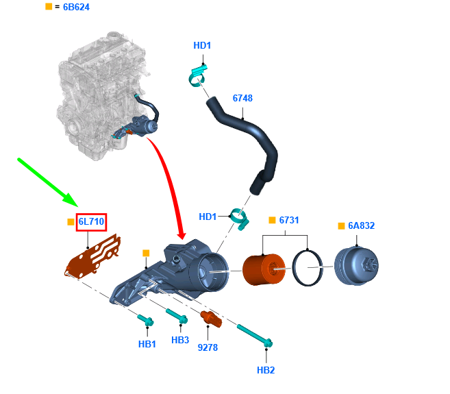 new ford ranger t6 mk3 oil cooler o-ring gasket bb3q-6l710-ba 1721342 original
