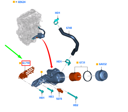 new ford ranger t6 mk3 oil cooler o-ring gasket bb3q-6l710-ba 1721342 original