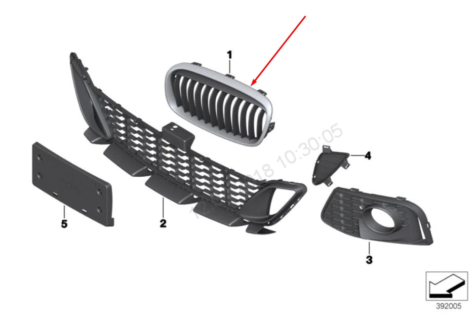 NEW BMW 2 F45 FRONT RADIATOR LEFT GRILLE 51137300543 7300543 2015