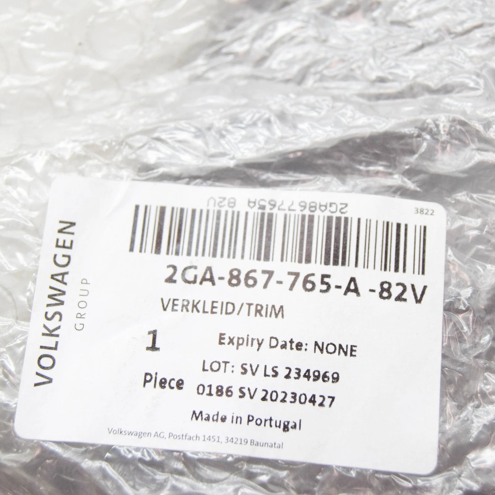 NEW VOLKSWAGEN T-ROC A11 LEFT INTERIOR WHEEL HOUSING TRIM 2GA867765A82V ORIGINAL