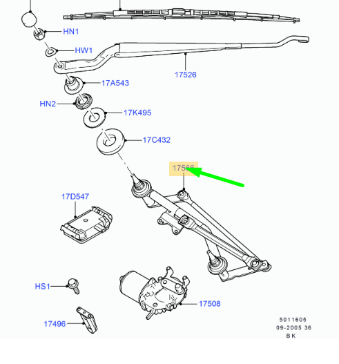 new ford fiesta mk5 front windshield wiper linkage assy rhd 1142902 original