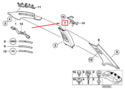 NEW BMW 3 E46 LEFT B-PILLAR TRIM COVER 51437069161 7069161 ORIGINAL