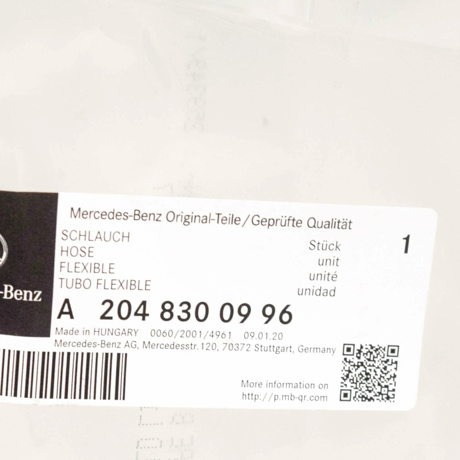 NEW MERCEDES-BENZ GLK-CLASS X204 COOLANT HOSE A2048300996