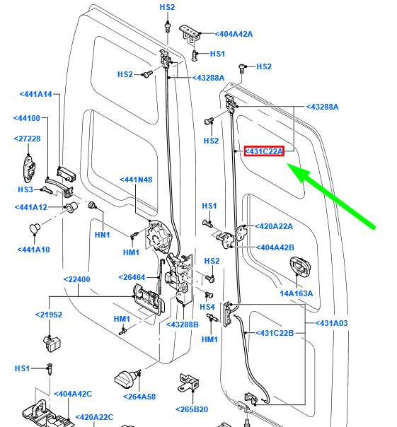 new ford transit mk3 rear left upper loading door lock cable 4067067 original