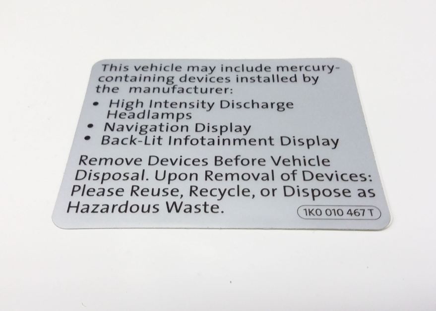 new volkswagen beetle a5 caution sticker label 1k0010467t original