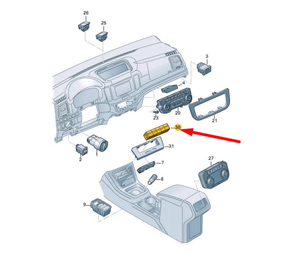 NEW VOLKSWAGEN SHARAN 7N CONTROL PANEL WITH PUSHBUTTON 7N0927137CXSH ORIGINAL