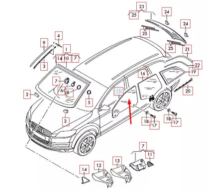 NEW AUDI Q7 4L FRONT LEFT DOOR WINDOW GLASS 4L0845021B ORIGINAL