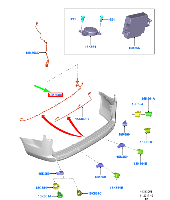 new ford transit custom mk1 rear parking aid jumper wire assy 1819097 original
