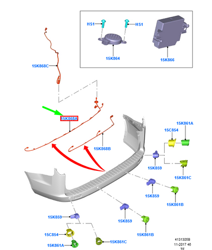 new ford transit custom mk1 rear parking aid jumper wire assy 1819097 original