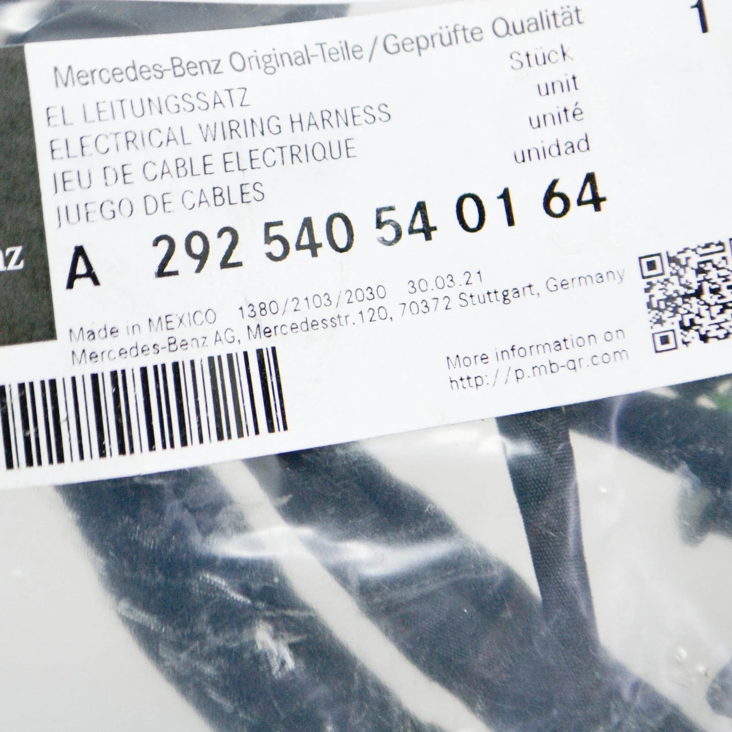NEW MERCEDES-BENZ GLE C292 REAR BUMPER WIRING HARNESS A292540540164 ORIGINAL