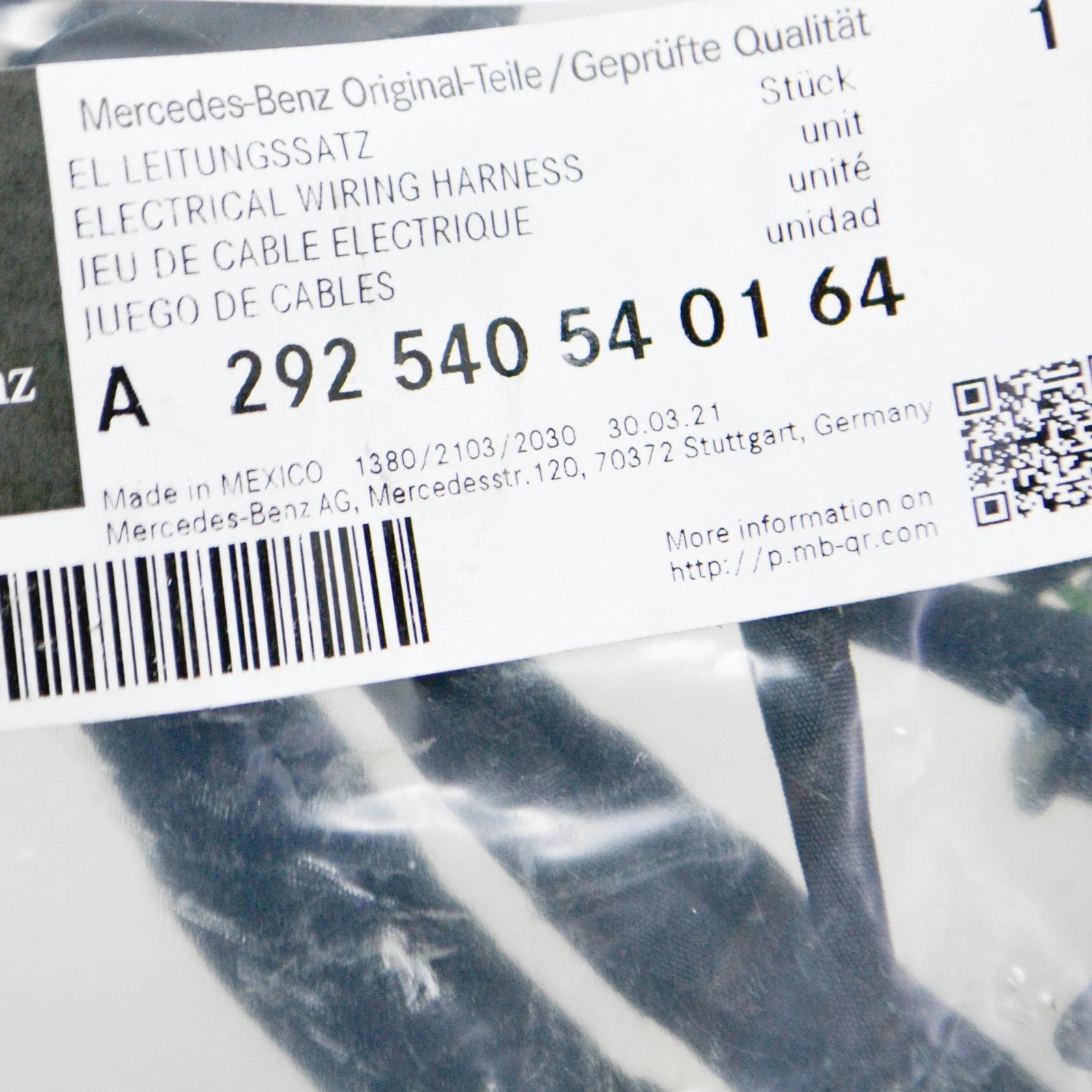 NEW MERCEDES-BENZ GLE C292 REAR BUMPER WIRING HARNESS A292540540164 ORIGINAL