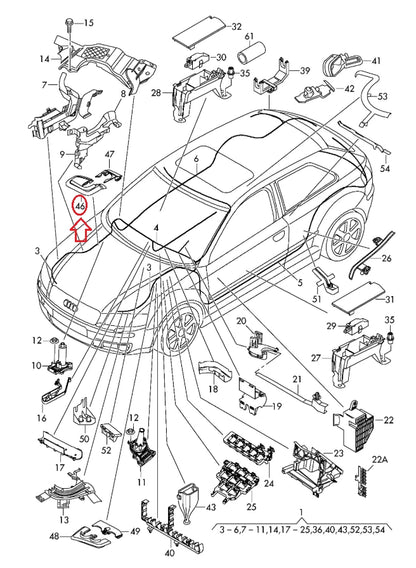 NEW AUDI A3 S3 CABLE GUIDE RIGHT LOWER WATER BOX 1K0971866A ORIGINAL