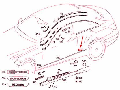 NEW MERCEDES-BENZ E COUPE C207 REAR RIGHT FENDER STRIP A2076980262 ORIGINAL