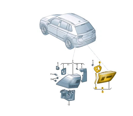 NEW VOLKSWAGEN TIGUAN AD REAR RIGHT TRUNK BOOTLID LED LAMP 5NL945094 ORIGINAL