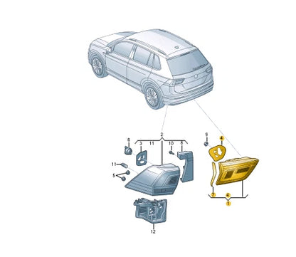 NEW VOLKSWAGEN TIGUAN AD REAR RIGHT TRUNK BOOTLID LED LAMP 5NL945094 ORIGINAL