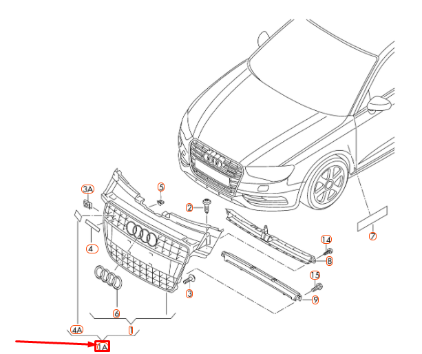 new audi a4 s4 b8 radiator grille 8k0853651p1rr original