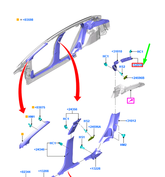 new ford focus mk3 c346 c-pillar right trim 1742112 bm51-a31112-ac3am1 original
